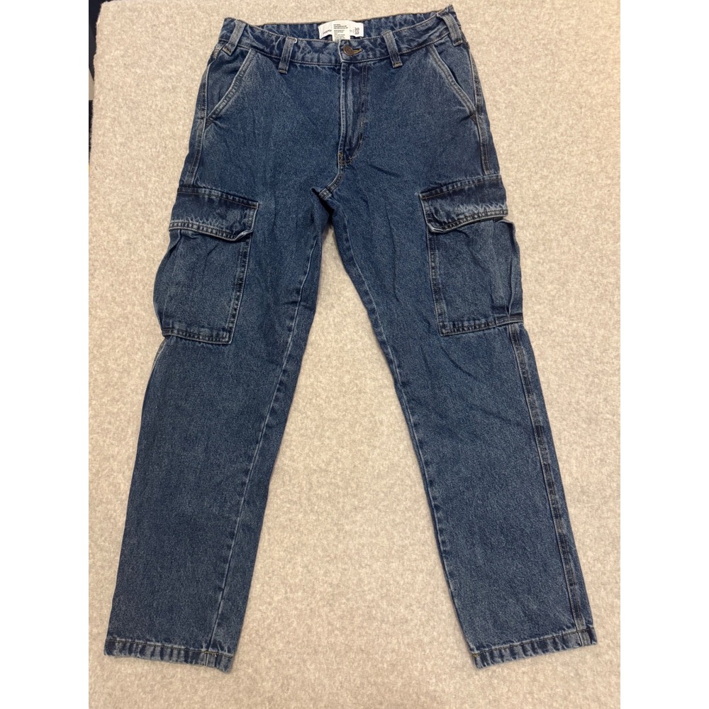 Paper Denim & Cloth Mens Cargo Jeans Medium Wash Blue 30x32 Y2K pd&c